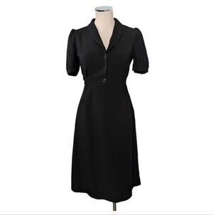 Chic Black Midi Dress with Button Detail